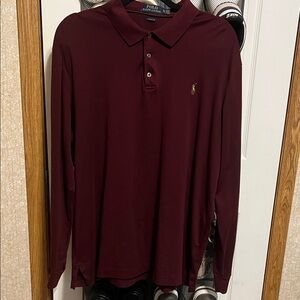 Polo by Ralph Lauren Men's Burgundy Long Sleeve Polo